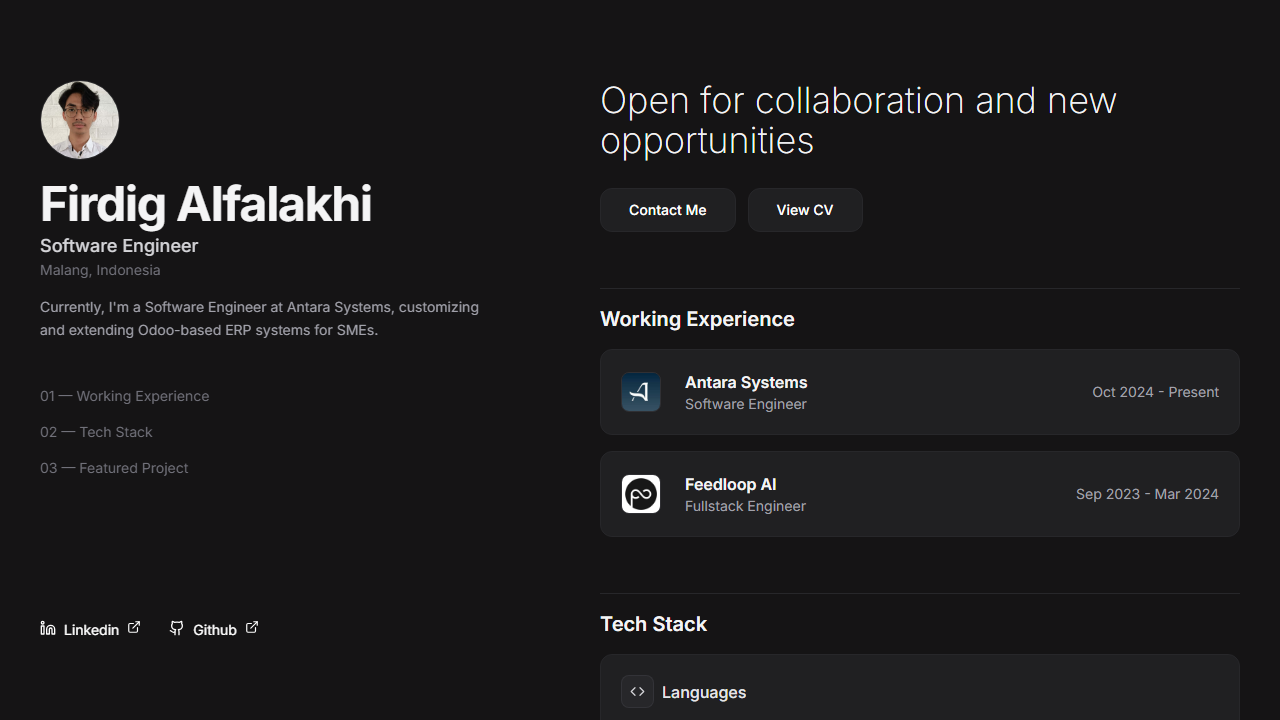 Screenshot of Firdig Alfalakhi's Portfolio