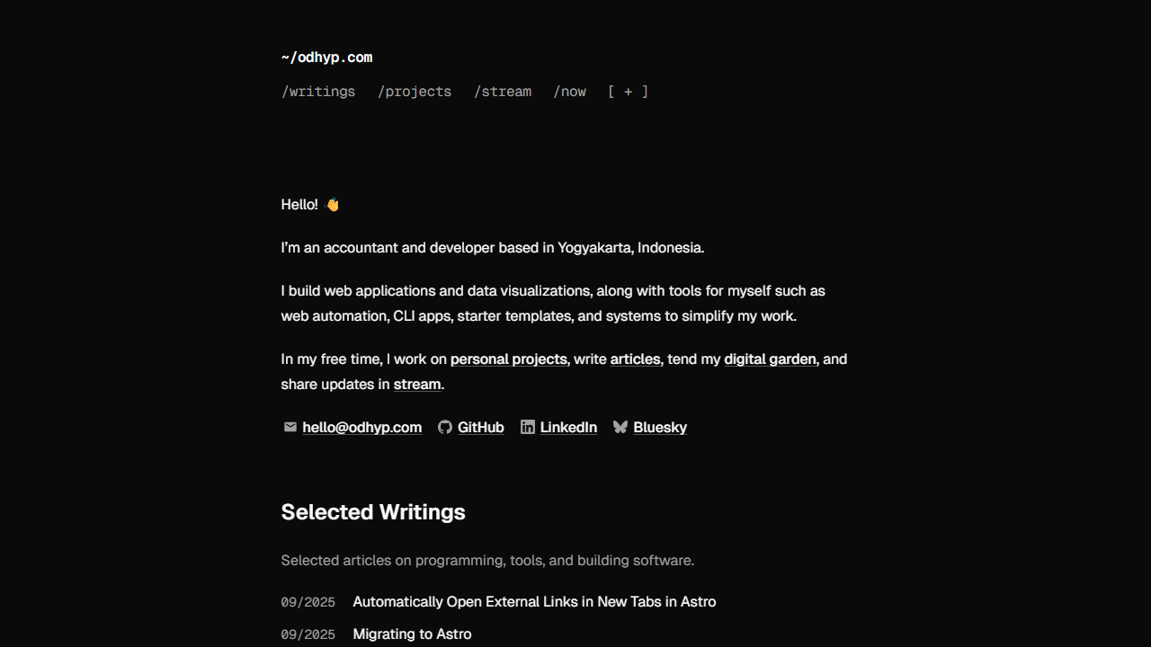Screenshot of Odhy Pradhana's Portfolio